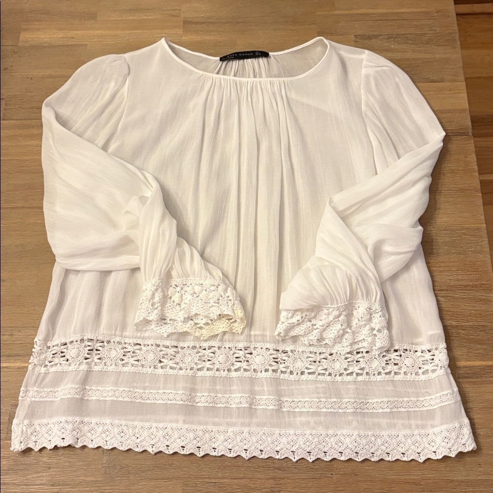 Zara Cream Sheer Blouse